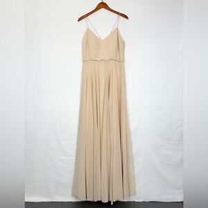 Jenny‎ Yoo Inesse Maxi Chiffon Dress Soft Blush Size 10 V Neck Flowy